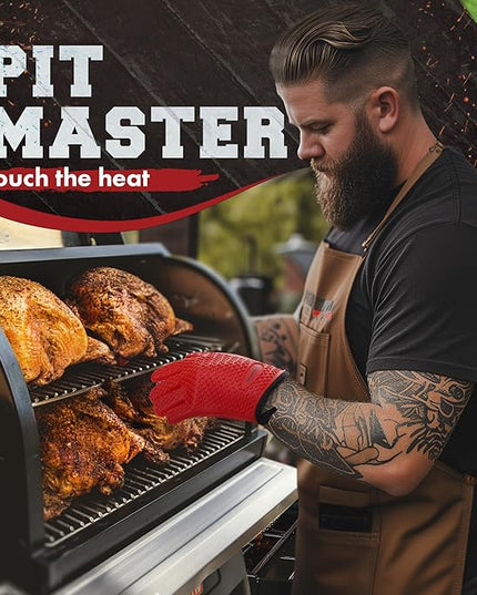 KITCHEN PERFECTION Silicone Smoker Oven Gloves -Extreme Heat Resistant BBQ Gloves -Handle Hot Food Right on Your Grill Fryer&Pit|Waterproof Grilling Cooking Baking Mitts|Superior Value Set +3 Bonuses