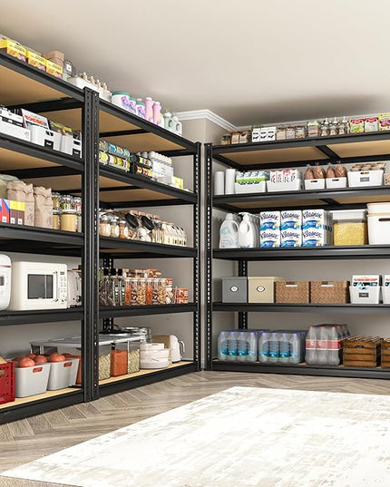 2300LBS Storage Shelves Heavy Duty 5 Tier Garage Storage Shelving, Adjustable Metal Shelving Unit Utility Rack Shelf for Warehouse, Pantry, Closet, 72" H x 40" W x 20" D, Black,2PCS