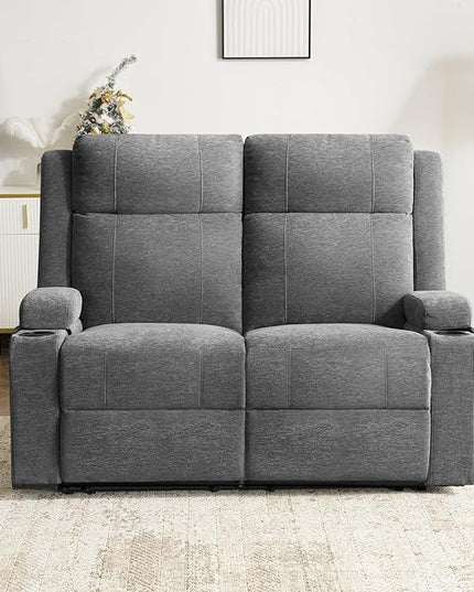 Loveseat Recliner, Loveseat Sofa with Adjustable Footrest, Wall Hugger Recliner for Living Room & Home Theater & RV(Gray)