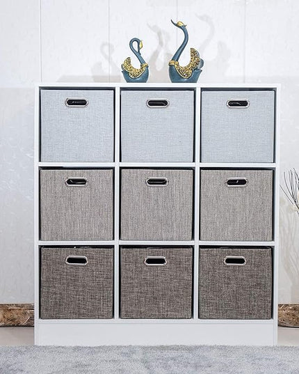 Posprica 3X Thicker Fabric Storage Cubes 13 inch Collapsible Storage Bins for Organization, Cubby Storage Baskets for Organizing Shelf Cabinet Bookcase Boxes, Set of 4, Coffee