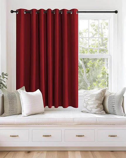 NICETOWN Blackout Curtains 63 inches Long for Living Room Bedroom, Grommet Thermal Insulated Room Divider Drape Window Treatment for Sliding Patio Door, W100 x L63, 1 Panel, Burgundy Red