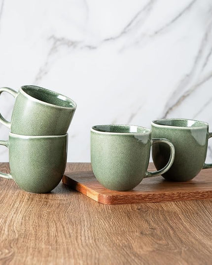 AmorArc 12oz Coffee Mugs, Ceramic Coffee Mugs set of 6 for Man, Woman, Dad, Mom, Modern Coffee Mugs with handle for Latte/Cappuccino/Milk/Cocoa. Dishwasher&Microwave Safe, Jade Green