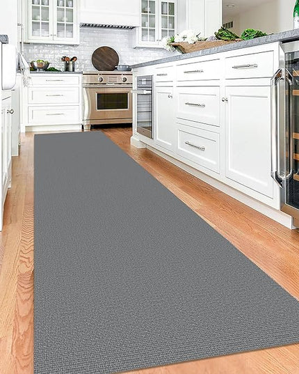 KOZYFLY Washable Runner Rug 3x12 ft Hallway Kitchen Runner Rugs with Rubber Backing Bobo Non Slip Entryway Runner Indoor, Long Carpet Runners for Hall Kitchen Entryway, Grey
