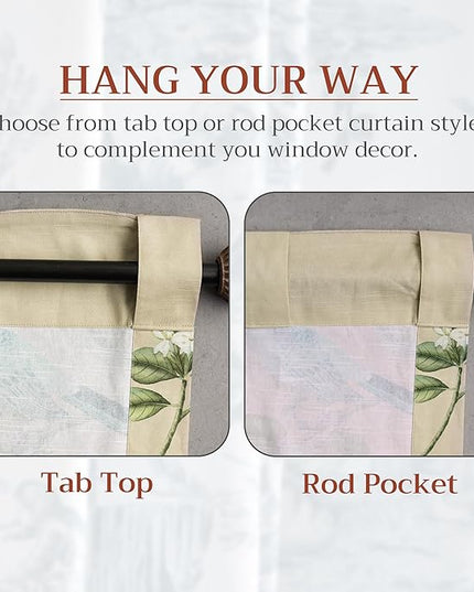 Maison d' Hermine Curtains for Living Room 100% Cotton 108 inch Length One Panel Light Filtering Curtains for Bedroom Windows with Rod and Loop Pockets Drapes (Solstice Garden Glade, 50" W x 108" L)