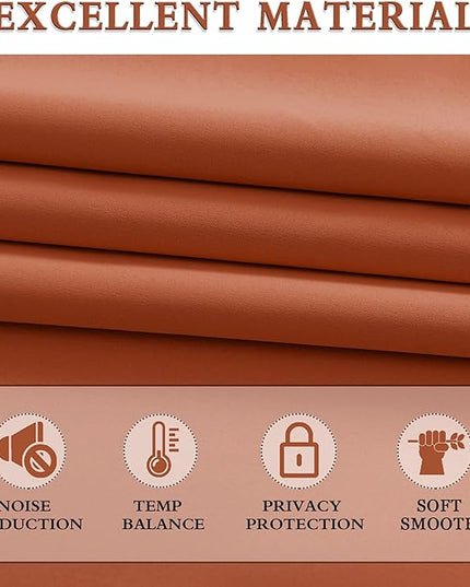 DONREN Terracotta Orange Draperies Curtains for Bedroom - 2 Panels Window Shades Light Blocking Insulated Thermal Curtain Panels for Women Room, 52 x 72 Inch Length