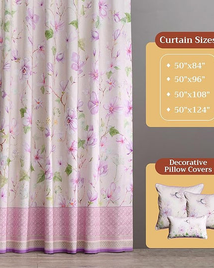 Maison d' Hermine Curtains for Living Room 100% Cotton 108 inch Length Two Panels Light Filtering Curtains for Bedroom Windows with Rod and Loop Pockets Drapes (Magnolia Mornings, 50" W x 108" L)