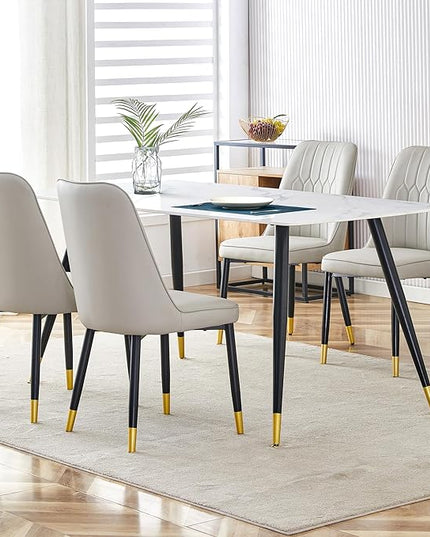 5 Piece Dining Table Set, 4 Chair Dining Table Set, Sintered Stone Kitchen Table Top and Modern Chairs Set of 4 for Kitchen Dining Room