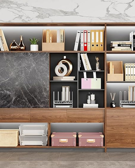 79" Bookshelf with LED Light, Tall Modern Book Shelves, Bookcase Shelf Storage Organizer, Curio Cabinets with Storage, Modern Display Cabinet, Home Office Bookcase