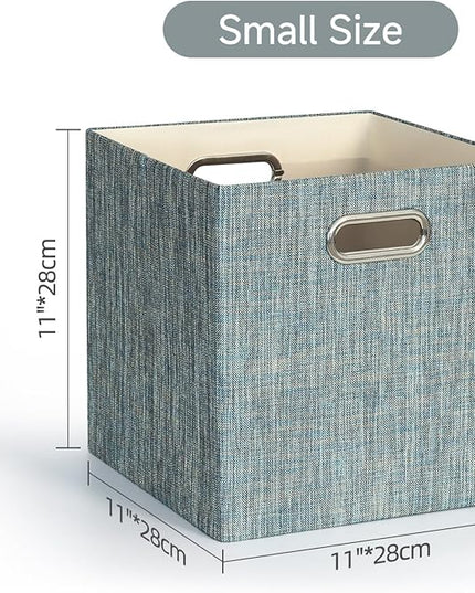 Posprica Storage Basket Bins,13×13×13 Foldable Storage Boxes Fabric Drawer Cubes for Closet Shelf Cabinet Bookcase - Set of 4,Teal