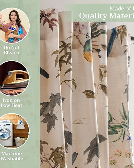 Maison d' Hermine Curtains for Living Room 100% Cotton 84 inch Length Two Panels Light Filtering Curtains for Bedroom Windows with Rod and Loop Pockets Drapes (Hokuzai Beige, 50" W x 84" L)