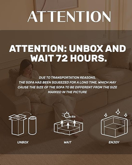 106.3” Sectional Couches for Living Room, Cloud Couch, Modular Sectional Sofa, Convertible Sofas Bed, Deep Seat Sofa, Corduroy,Camel