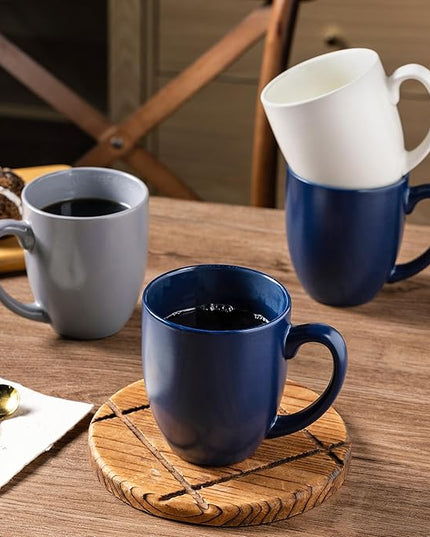 AmorArc 16oz Coffee Mugs Set of 6, Large Ceramic Coffee Mugs for Man, Woman, Dad, Mom, Modern Coffee Mugs with handle for Tea/Latte/Cappuccino/Cocoa. Dishwasher&Microwave Safe, Multi-Color