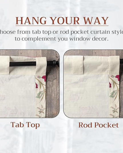 Maison d'Hermine Curtains for Living Room 100% Cotton 84 inch Length Two Panels Light Filtering Curtains for Bedroom Windows with Rod and Loop Pockets Drapes (Chantilly, 50" W x 84" L)