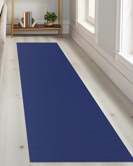 KOZYFLY Runners for Hallways 2x8 ft Washable Kitchen Runner Non Slip Rubber Backed Hall Runners Cotton Entryway Runner Rugs Floor Carpet for Indoor Backdoor Bedroom Kitchen, Royal Blue/Navy