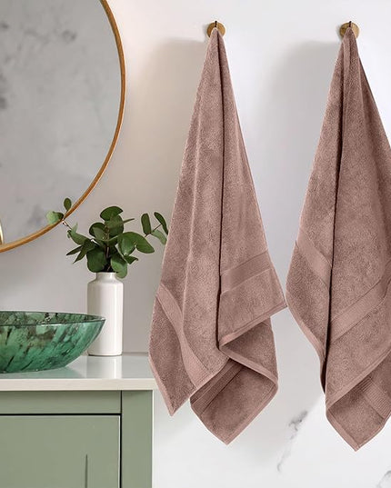 Superior Egyptian Cotton Pile Bath Towels, Ultra Soft Luxury Towel, Thick Plush Essentials, Absorbent Heavyweight, Guest Bath, Hotel, Resort, Spa, Pool, Bathroom, Shower Basics, Set of 2, Muted Mauve