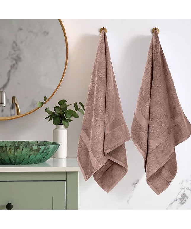 Superior Egyptian Cotton Pile Bath Towels, Ultra Soft Luxury Towel, Thick Plush Essentials, Absorbent Heavyweight, Guest Bath, Hotel, Resort, Spa, Pool, Bathroom, Shower Basics, Set of 2, Muted Mauve