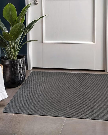 Beverly Rug Non-Slip Modern Entry Rug 2x3 Solid Traditional Rubber Backing Machine Washable Soft Thin Indoor Area Rugs for Living Room Stain Resistant Non Shedding Casual Carpet (2 x 3 Gray)