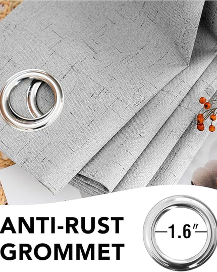 H.VERSAILTEX 100% Blackout Curtains for Bedroom Thermal Insulated Linen Textured Curtains Heat and Full Light Blocking Drapes Living Room Curtains 2 Panel Sets, Glacier Gray, 52x54 Inch
