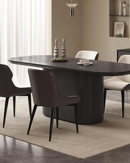 Guyii 86.61" Oval Dining Table Set with 4 Chairs, Modern Kitchen Table Set, Indoor Rectangular Dining Room Table for Kitchen, Bar, Living Room, Home, Black