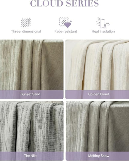 Graywind Hardwired Smart Curtains Compatible with Alexa Google Remote Control Motorized Drape for Sliding Door One-Way or Split Draw, Custom Width to 220" (Cloud Series)