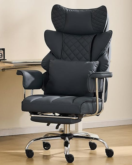 DYHOME 500 lbs Reclining Massage Office Chair with Foot Rest, Executive Home Office Chairs for Heavy People, High Back Computer Desk Chair, Pocket Spring Cushion, Big and Tall Ergonomic Chair, Black