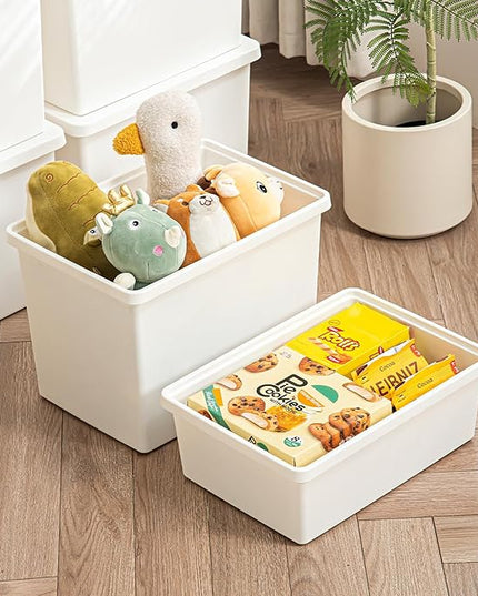 15 Quart White Storage Bins with lids,Office stackable Plastic Boxes Set of 4,Garage organization Storage Box with handle for Organizing Snacks, Crafts, Legos, Tools,books (white, 4L)