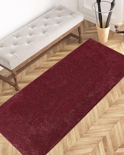 PURRUGS Dirt Trapping Door Mat 24" x 59", Non-Slip Machine Washable Entry Rug, Shoe Scraper, Dog Doormat, Super Absorbent Welcome Mat for Front & Back Door, Muddy Shoes & Paws, Burgundy Red