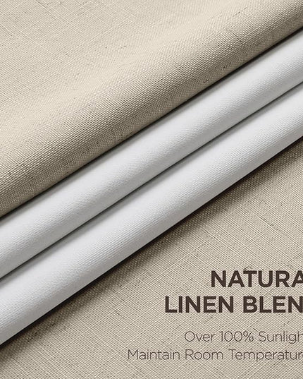 Joydeco Pinch Pleated Linen Curtains for Living Room, 100% Blackout Darkening Curtains 72 inches Length 2 Panel Thermal Insulated Pinch Pleat Drapes(Cobblestone,40'' Wx72'' L)
