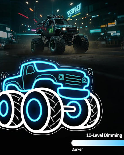 Truck Neon Signs for Wall Decor, Vehicle Neon Lights for Bedroom, Neon Wall Light Suitable for Living Office Game Room Christmas Gift for Truck Toys Lover - 5V USB Power with Hanging Chain Hooks