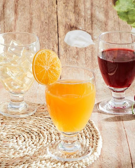 Patelai Set of 12 Clear Glasses 10.5 oz Water Goblet Glass Stemmed Water Glasses for Juice Wine Beer Tea Milk Cold Beverages Drinks Dishwasher Safe