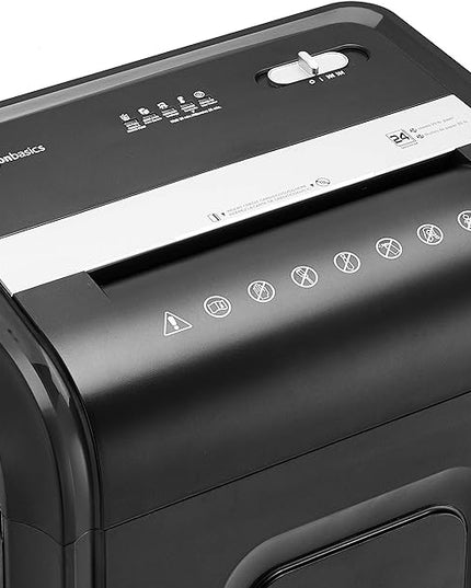 Amazon Basics 24 Sheet Cross Cut Paper, CD and Credit Card Home Office Shredder with Pullout Basket, Black