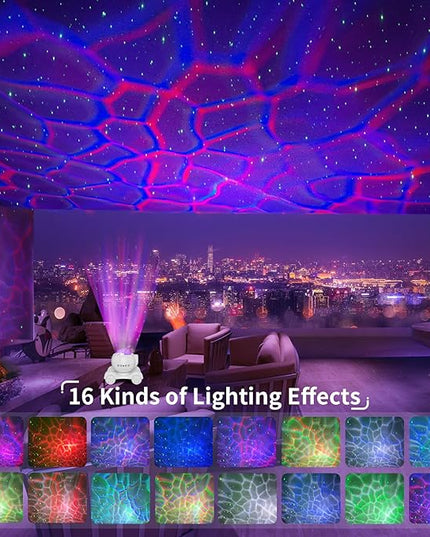 ENOKIK Star Projector, Galaxy Projector Built-in Bluetooth Speaker and 8 White Noise, Night Light for Kids Adults, Aurora Nebula Lamp for Home Decor/Relaxation/Party/Music/Gift (White)