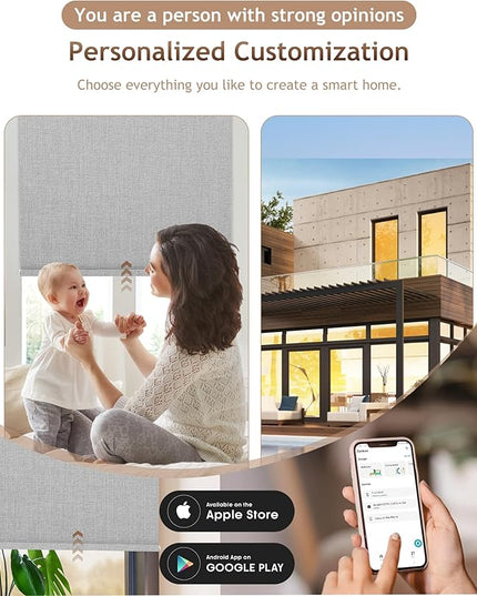 Kincmo Motorized Blinds with Remote,100% Blackout Motorized Roller Shades Work with Apple Homekit,Alexa,Google, Custom Electric Blinds with App,Voice Control (Dual Sided Grey)
