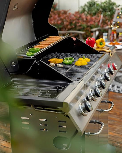 Royal Gourmet GA5404G 5-Burner Propane Gas Grill with Side Burner & Warming Rack, Outdoor BBQ Grill with 64,000 BTUs Output & 774 Sq. in. Cooking Area for Outdoor Barbecue, Grey