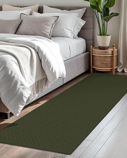 KOZYFLY Runner Rug 2x7 Ft Washable Runners for Hallways Non Slip Rubber Backed Kitchen Runners, Braided Cotton Entryway Runner Indoor, Floor Carpet for Hallway Kitchen Entryway, Dark Green
