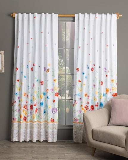 Maison d'Hermine Curtains for Living Room 100% Cotton 96 inch Length Two Panels Window Toile Curtains for Bedroom with Loop & Rod Pockets, Gifts for Mothers Day (Summer Whisper, 50" W x 96" L)