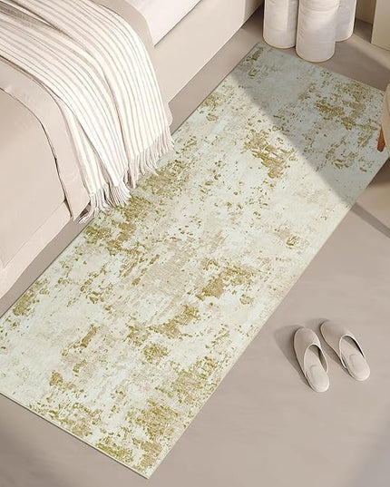 Modern Abstract 2x6 Runner Rug Washable Non Slip Stain Resistant Rug for Hallway Kitchen Bedroom Non Shedding Low Pile Indoor Floor Cover,Golden Grey
