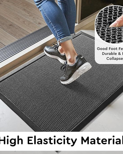 tchdio Front Door Mat Outside Entrance, Dirt Trapper 17"x29" Doormat-Entrance Welcome Matt Durable, Heavy Duty Entry Mat Non Slip Rubber Mats for Outside Stain Resist Door Mats for Entryway Grey