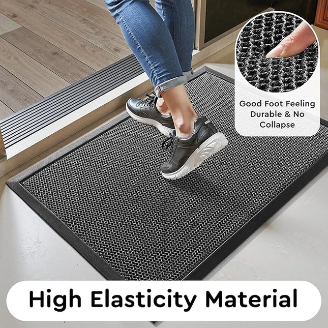 tchdio Front Door Mat Outside Entrance, Dirt Trapper 17"x29" Doormat-Entrance Welcome Matt Durable, Heavy Duty Entry Mat Non Slip Rubber Mats for Outside Stain Resist Door Mats for Entryway Grey