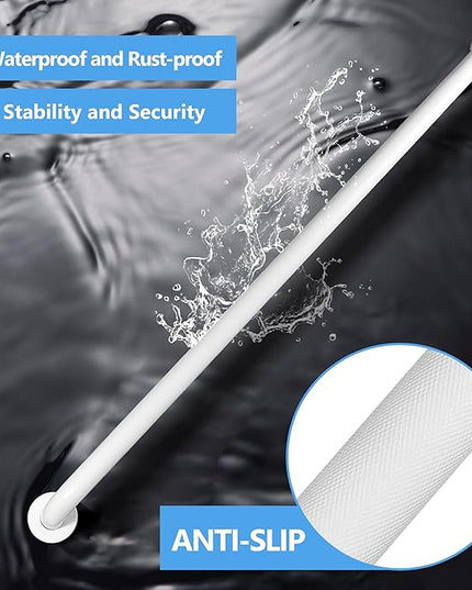 Shower Grab Bar, 2 Pack 39.4 Inch White Bathroom Grab Bar, 1.25" Diameter 304 Stainless Steel Anti-Slip Grab Bars for Bathtubs and Showers, Handicap Shower Grab Bar for Seniors Elderly