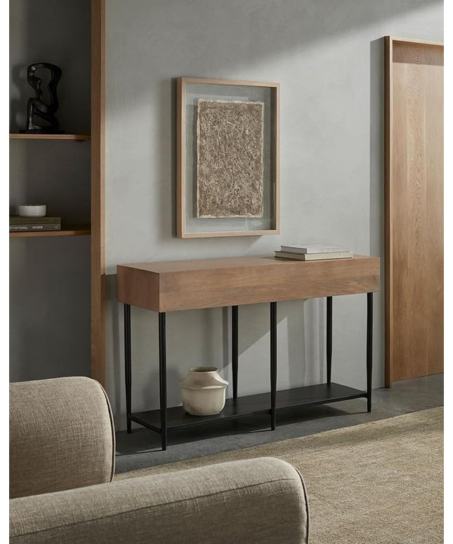 Mark&Day Console Table, Markela Brown Entryway Hallway Side Tables, Narrow Sofa Table for Living Room, Long Accent Entry Display Table for Foyer Corridor Office
