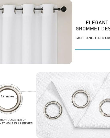 Chyhomenyc White Curtains 72 Inches Long 2 Panels for Living Room, Light Filtering Faux Linen Textured Soft Bedroom Window Curtains, Thick Farmhouse Home Decor Grommet Drapes, 40Wx72L, 2PCS