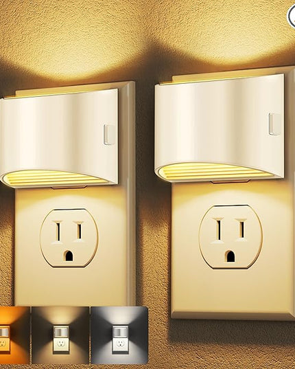 DORESshop LED Night Light[2 Pack], White Night Lights Plug into Wall, 3 Level Brightness Adjustable Plug in Night Light, Dusk to Dawn Sensor, Nightlights for Adults, Bedroom, Bathroom, Hallway, 3CCT