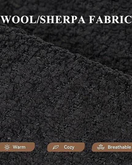 Modular Sectional Sofa with L-Shape Chaise,Cloud Sectional Modern Sleeper Couch with Deep Seat,Sponge Compression Sofas No Assembly Required (Black-Sherpa Fabric) 1PCS