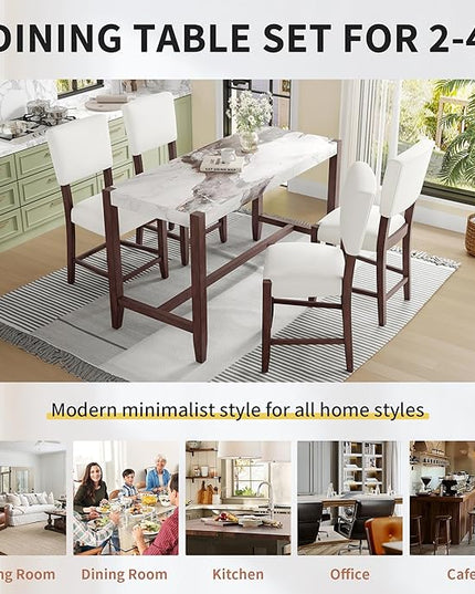 P PURLOVE 5 Piece Kitchen Table Set Counter Height Dining Table Set with Rectangle Table and 4 Cushioned Chairs for Small Place,Pub Kitchen