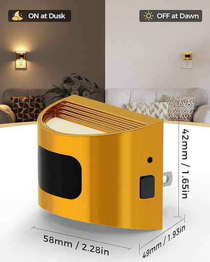 DORESshop LED Night Light[2 Pack], Night Lights Plug into Wall, 3 Mode Plug in Night Light with Motion Sensor, Dusk to Dawn Sensor, Nightlights for Adults, Bedroom, Bathroom, Hallway, Golden Cover