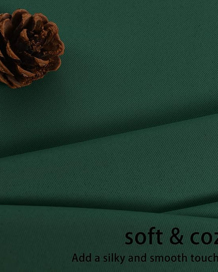 JIUZHEN Forest Green Blackout Curtains with Tiebacks, Light Blocking and Noise Reducing Grommet Curtains for Bedroom and Living Room, Set of 2 Window Curtain Panels, 38 x 45 Inch Length