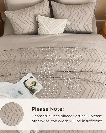 Litanika Light Coffee King Size Comforter Set with Sheets - 7 Pieces Bed in a Bag King Chevron Tufted Complete Bedding Sets with Comforter, Sheets, Pillowcases & Shams
