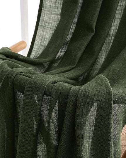 MIULEE Olive Green Linen Curtains 84 Inch Length 2 Panels for Bedroom Living Room, Soft Thick Linen Textured Natural Window Drapes Semi Sheer Light Filtering Back Tab Rod Pocket Burlap Look Decor