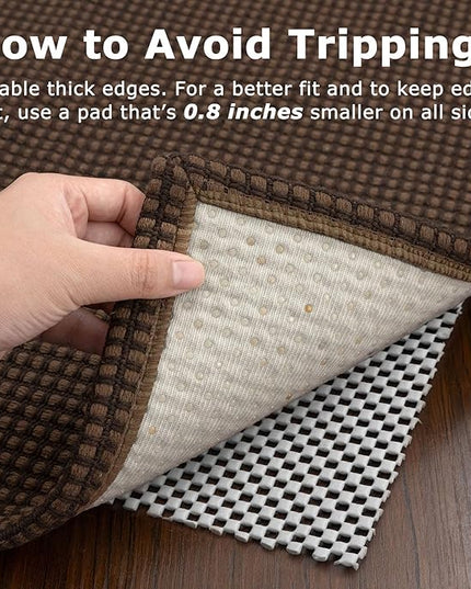 KOZYFLY Washable Area Rug 6x9 ft Rubber Backed Non Slip Rugs for Living Room Braided Cotton Bedroom Rug Woven Office Rugs Indoor Floor Carpets for Dining Bedroom Living Room, Reddish Brown/Coffee